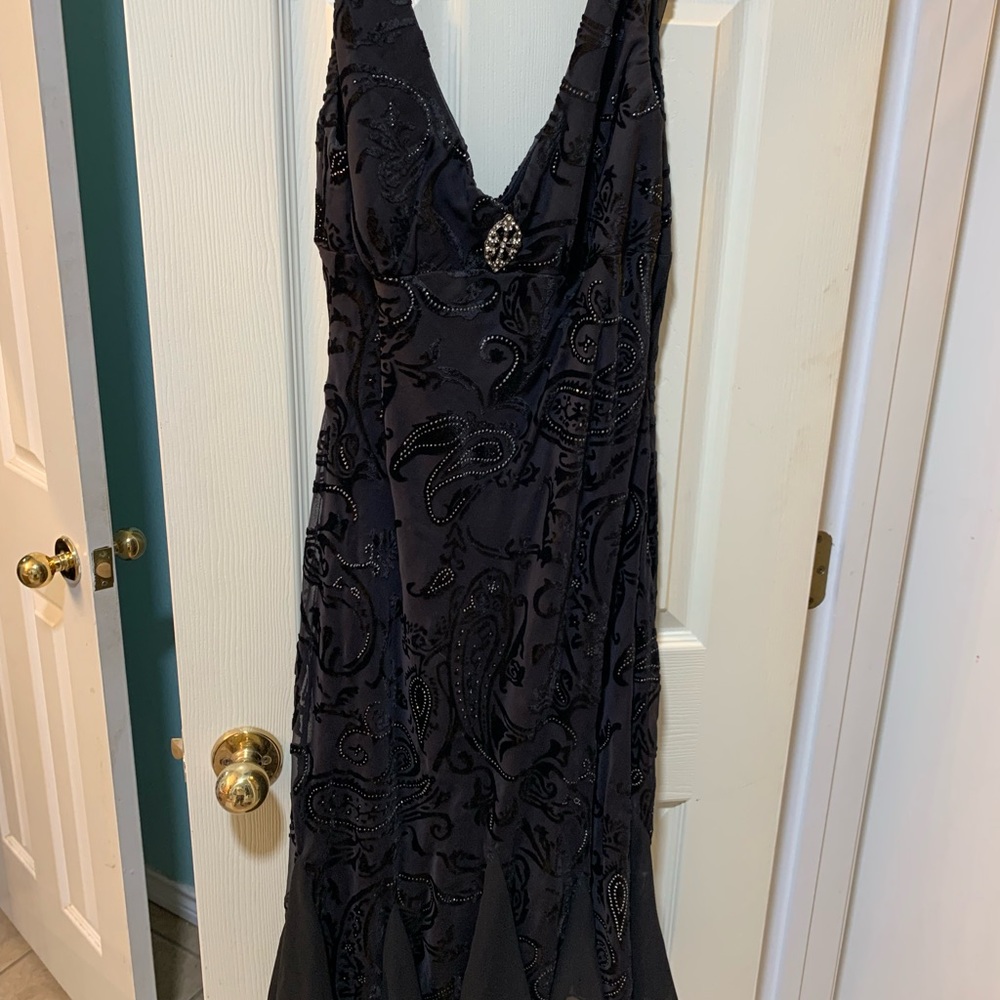 Black straps knee length dress